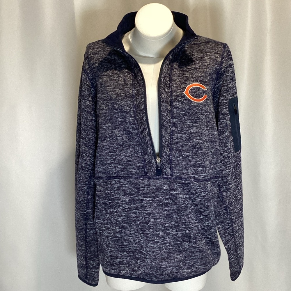 1247. Unisex Chicago Bears Blue Antigua 3/4 Zip Sweatshirt EUC XL